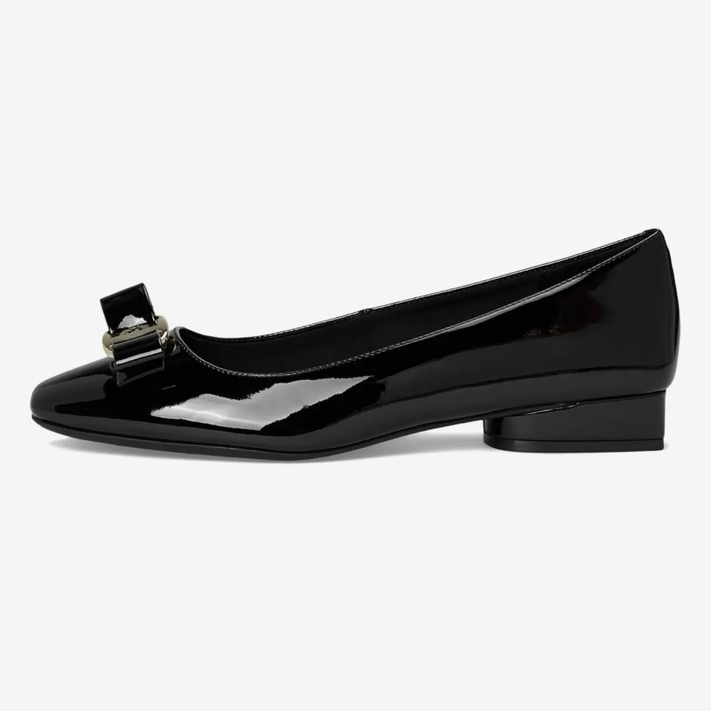 Anne Klein Glossy Black Heels with Silver Accent - Picture 2 of 12